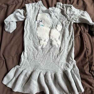 Gray Sweater Dress with Poodle Design